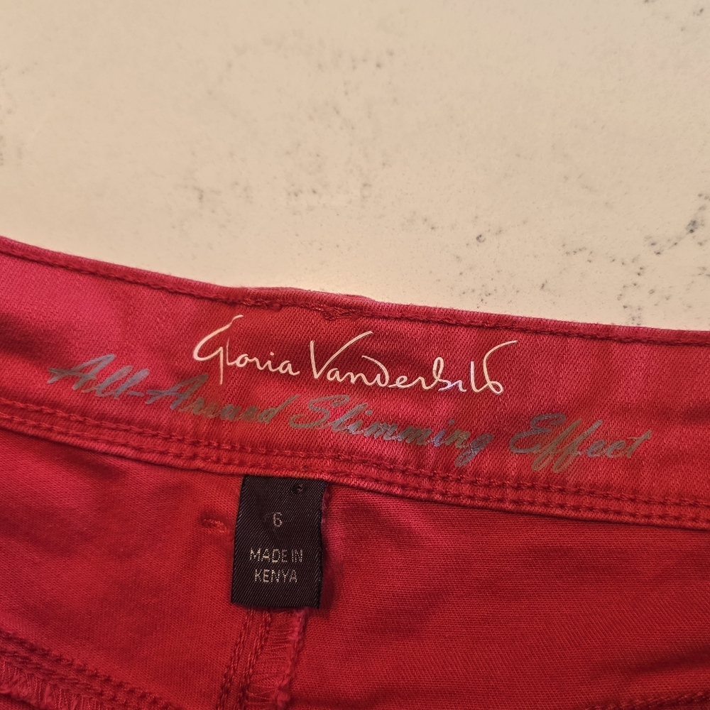Gloria Vanderbilt Red Skimmer crop Stretch Capris Ankle Pants Womens 6 - Picture 6 of 14